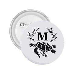 Black Tribal Sea Turtle Monogram 2 25  Button by WayfarerApothecary