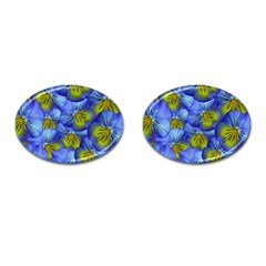 Flowers Pansy Background Purple Cufflinks (oval) by Mariart