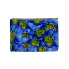 Flowers Pansy Background Purple Cosmetic Bag (medium) by Mariart