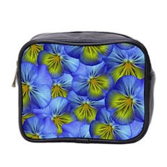 Flowers Pansy Background Purple Mini Toiletries Bag (two Sides) by Mariart