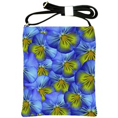 Flowers Pansy Background Purple Shoulder Sling Bag by Mariart