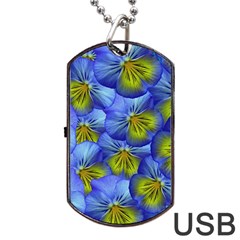 Flowers Pansy Background Purple Dog Tag Usb Flash (two Sides)