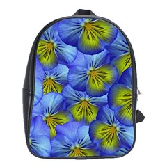 Flowers Pansy Background Purple School Bag (xl) by Mariart