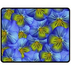 Flowers Pansy Background Purple Double Sided Fleece Blanket (medium)  by Mariart