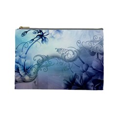Wonderful Elegant Floral Design Cosmetic Bag (large) by FantasyWorld7
