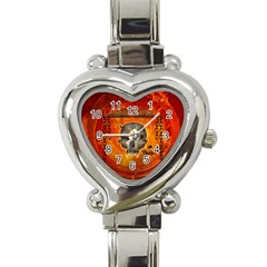 Awesome Skull With Celtic Knot With Fire On The Background Heart Italian Charm Watch by FantasyWorld7