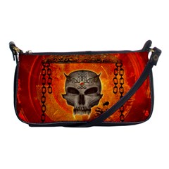 Awesome Skull With Celtic Knot With Fire On The Background Shoulder Clutch Bag by FantasyWorld7