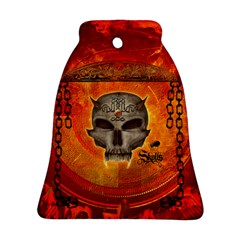 Awesome Skull With Celtic Knot With Fire On The Background Bell Ornament (two Sides) by FantasyWorld7