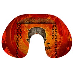 Awesome Skull With Celtic Knot With Fire On The Background Travel Neck Pillows by FantasyWorld7