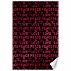 Peace And Love Typographic Print Pattern Canvas 24  X 36  by dflcprintsclothing