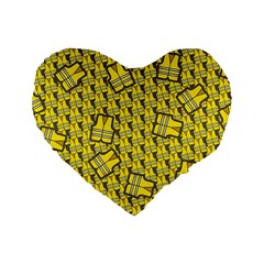 Gilet Jaune Pattern Yellowvests Cowcow Gilet Jaune Pattern Funny Yellow Vests Standard 16  Premium Heart Shape Cushions by snek