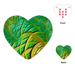 Patterns Green Yellow String Playing Cards (heart) by Alisyart