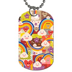 Rainbow Vintage Retro Style Kids Rainbow Vintage Retro Style Kid Funny Pattern With 80s Clouds Dog Tag (one Side) by genx