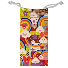 Rainbow Vintage Retro Style Kids Rainbow Vintage Retro Style Kid Funny Pattern With 80s Clouds Jewelry Bag