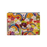 Rainbow Vintage Retro Style Kids Rainbow Vintage Retro Style Kid funny Pattern with 80s clouds Cosmetic Bag (Medium) Front