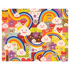 Rainbow Vintage Retro Style Kids Rainbow Vintage Retro Style Kid Funny Pattern With 80s Clouds Double Sided Flano Blanket (medium)  by genx