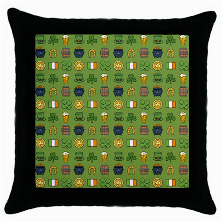 St Patricks day pattern Throw Pillow Case (Black)