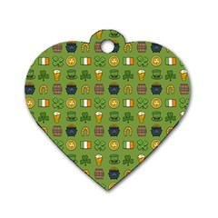 St Patricks Day Pattern Dog Tag Heart (two Sides) by Valentinaart