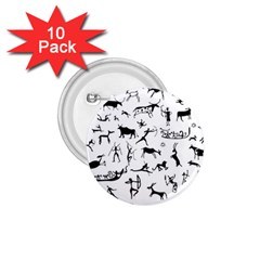 Petroglyph Runic Cavemen Nordic Black Paleo Drawings Pattern 1 75  Buttons (10 Pack) by snek