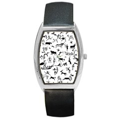 Petroglyph Runic Cavemen Nordic Black Paleo Drawings Pattern Barrel Style Metal Watch by snek