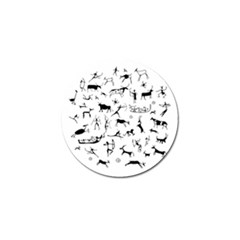 Petroglyph Runic Cavemen Nordic Black Paleo Drawings Pattern Golf Ball Marker (10 Pack) by snek