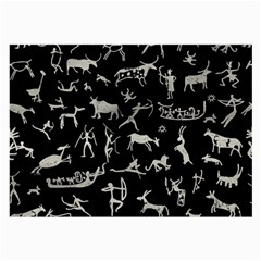 Petroglyph Nordic Beige And Black Background Petroglyph Nordic Beige And Black Background Large Glasses Cloth by snek