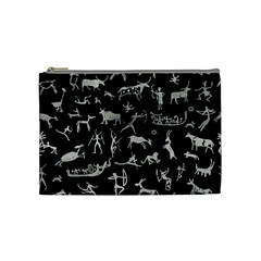 Petroglyph Nordic Beige And Black Background Petroglyph Nordic Beige And Black Background Cosmetic Bag (medium) by snek