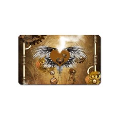 Wonderful Steampunk Heart With Wings, Clocks And Gears Magnet (name Card) by FantasyWorld7