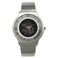 Petroglyph Nordic Beige And Black Background Petroglyph Nordic Beige And Black Background Stainless Steel Watch by snek