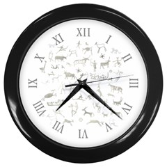 Petroglyph Nordic Beige And Black Background Petroglyph Nordic Beige Wall Clock (black) by snek