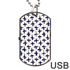 Pattern Ink Blue Navy Crosses Grunge Flesh And Navy Pattern Ink Crosses Grunge Flesh Beige Background Dog Tag Usb Flash (one Side) by genx