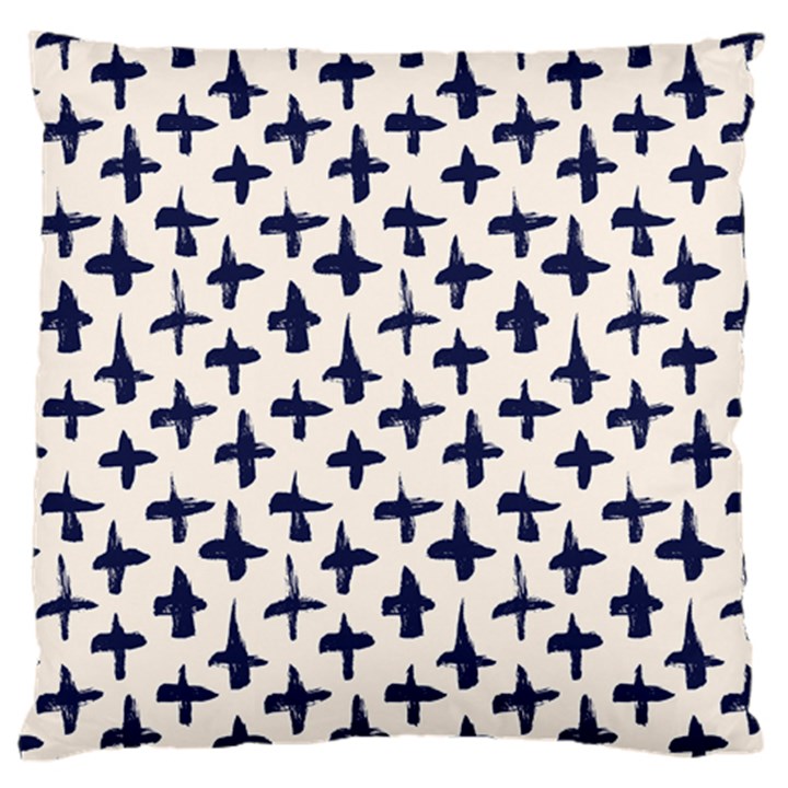 Pattern Ink blue navy Crosses Grunge Flesh And Navy Pattern Ink Crosses Grunge Flesh beige background Large Cushion Case (One Side)