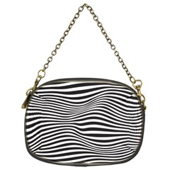 Retro Psychedelic Waves Pattern 80s Black And White Chain Purse (two Sides) by genx