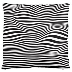 Retro Psychedelic Waves Pattern 80s Black And White Large Cushion Case (two Sides) by genx
