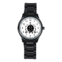 Sea Turtle Shell Top Silhouette Sport Metal Watch (black) by WayfarerApothecary