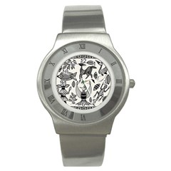 African Senufo Korhogo Tribal Ethnic Art  Stainless Steel Watch by BluedarkArt