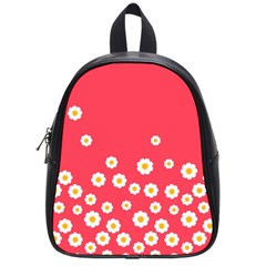 Flowers White Daisies Pattern Red Background Flowers White Daisies Pattern Red Bottom School Bag (small) by genx