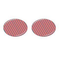 Living Coral Diagonal Stripes Cufflinks (oval) by LoolyElzayat