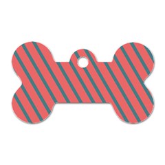 Living Coral Diagonal Stripes Dog Tag Bone (one Side) by LoolyElzayat