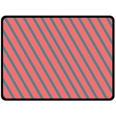 Living Coral Diagonal Stripes Double Sided Fleece Blanket (large)  by LoolyElzayat