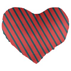 Living Coral Diagonal Stripes Large 19  Premium Flano Heart Shape Cushions by LoolyElzayat