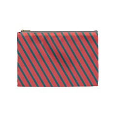 Living Coral Diagonal Stripes Cosmetic Bag (medium) by LoolyElzayat