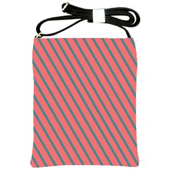 Living Coral Diagonal Stripes Shoulder Sling Bag by LoolyElzayat