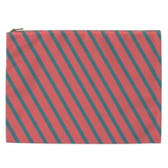 Living Coral Diagonal Stripes Cosmetic Bag (xxl) by LoolyElzayat