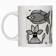 African Senufo Korhogo Tribal Ethnic Art  White Mugs by BluedarkArt