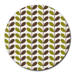 Leaf Plant Pattern Seamless Round Mousepads