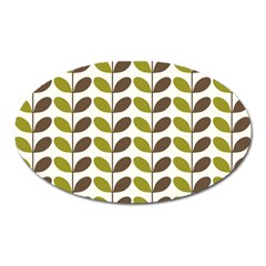 Leaf Plant Pattern Seamless Oval Magnet