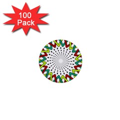 Round Star Colors Illusion Mandala 1  Mini Buttons (100 Pack) 