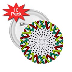 Round Star Colors Illusion Mandala 2 25  Buttons (10 Pack) 