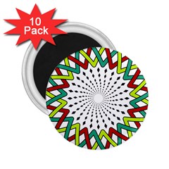 Round Star Colors Illusion Mandala 2 25  Magnets (10 Pack) 